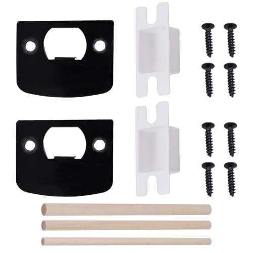 Fatiya 2 Sets Standard Türschloss Schließblech Edelstahl Türriegel Platten Universal Riegel Striker Restorer Lock Catcher Ersatz mit Schrauben Boxen Holzdübel (Schwarz) von Fatiya