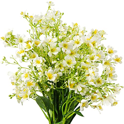 Fatiya 5 Bündel Künstliche Blumen zur Dekoration, 195 Kopf Gefälschte Blumen, Seidenblumen mit Langen Stielen, Frühling Kunstblumen Bulk Bouquet für Zuhause Outdoor Indoor Vase (Milchweiß) von Fatiya