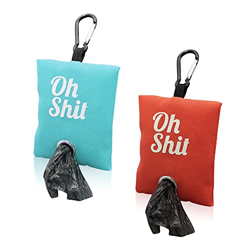 Fatiya Haustierkotbeutelspender, tragbarer Hundekotbeutelhalter für Leine, Hundekotbeutelbehälter mit Metallclip zum Gehen, Laufen oder Outdoor-Zubehör, 2 Farben (Orange, Hellblau) von Fatiya