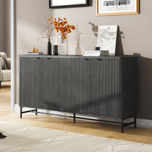Fatmok Buffetschrank mit Stauraum, 165,1 cm, geriffelter Sideboard-Schrank mit Türen und verstellbaren Regalen, moderne hohe Küche, Buffet, Credenza, Akzent, Kaffeebar, Konsolentisch für Wohnzimmer Fatmok Buffetschrank mit Stauraum, 165,1 cm, geriffelter Sideboard-Schrank mit Türen und verstellbaren Regalen, moderne hohe Küche, Buffet, Credenza, Akzent, Kaffeebar, Konsolentisch für Wohnzimmer von Fatmok