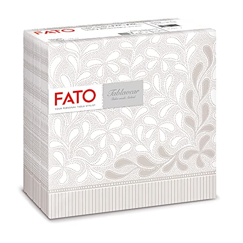Fato - Trockene Papierservietten, Airlaid, Textileffekt, Packung mit 50 Servietten, Format 40x40 gefaltet in 4, Dekor Botanic Dust von Fato