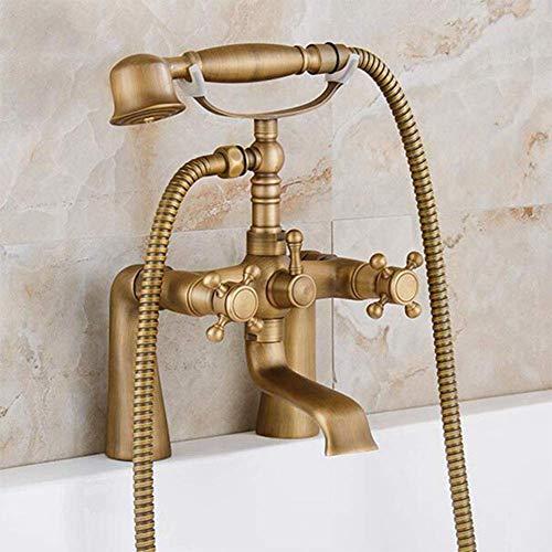 Antike Bronze Badewanne Armatur mit Handbrause, Doppelhandgriff-Deck montiert Badewanne Wasserhahn für Badezimmer von Faucet