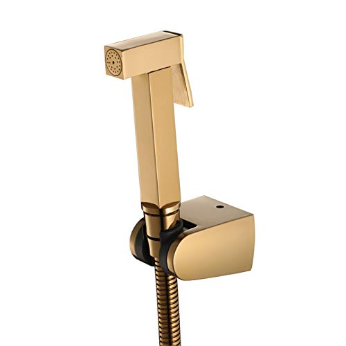 Hand-Bidet-Sprühgerät für die Toilette, Gold-Messing-Windelsprühgerät für Bidets-Aufsatz, Duschschlauch aus Edelstahl, ABS-Basis von Faucet