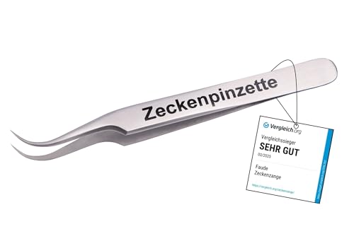 Faude Zeckenzange, Zeckenpinzette zum entfernen von Zecken jeder Größe ohne sie zu quetschen mit rund gebogen, fein spitz geschliffener Spitze, Edelstahl12,5cm Faude Zeckenzange, Zeckenpinzette zum entfernen von Zecken jeder Größe ohne sie zu quetschen mit rund gebogen, fein spitz geschliffener Spitze, Edelstahl12,5cm von Faude