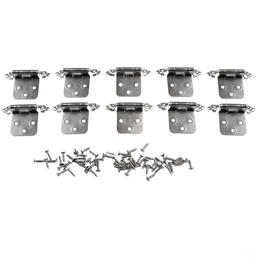 10 Stück Schranktürscharniere selbstschließende Overlay bündig robust für Küchenschränke Möbeltüren mit poliertem Chrom und geräuschloser Schließfunktion (Nickel) von Fauhapyway