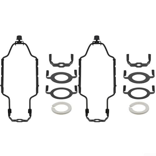 2 Sets verstellbarer Lampenschirm Harfenhalterungs-Kit mit 3-Loch-Winkel-Basis und Sattel, Metallkonstruktion, kompatibel mit E26 E27-Lampen, höhenverstellbar von 17,8 bis 25,4 cm (schwarz) von Fauhapyway