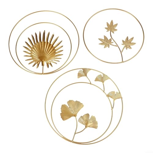3 einzigartige Eisen-Wandkunst, Ginkgo- und Palmblatt-Skulpturen für Innenräume (set1) von Fauhapyway