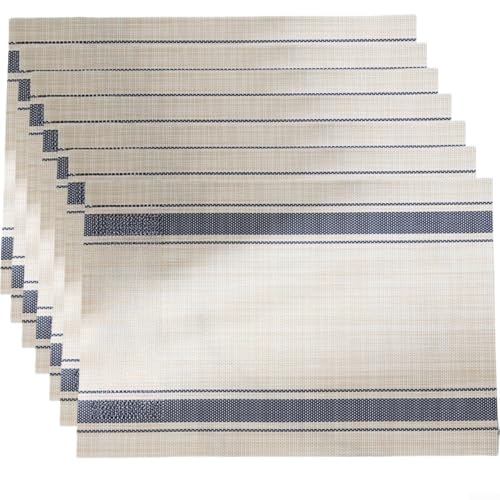 6 Stück hitzebeständige Tischsets aus PVC, maschinenwaschbar für einfache Pflege, geeignet für verschiedene Essbereiche (blau) von Fauhapyway