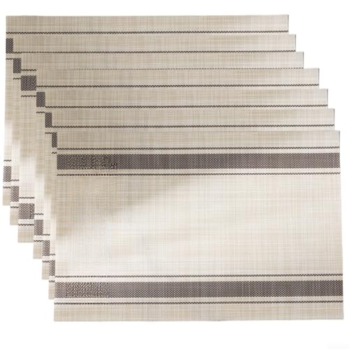 6 Stück hitzebeständige Tischsets aus PVC, maschinenwaschbar für einfache Pflege, geeignet für verschiedene Essbereiche (braun) von Fauhapyway