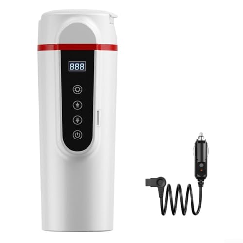 Auto-Heizbecher mit schneller Heizfähigkeit und LCD-Display zur einfachen Temperaturüberwachung in Fahrzeugen (weiß) von Fauhapyway