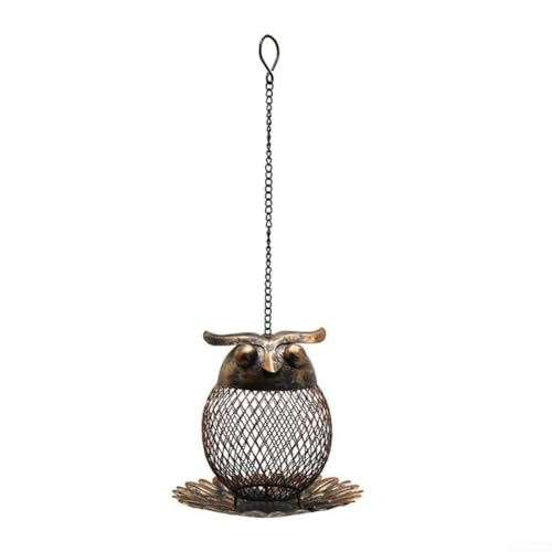 Charmante Vogelfutterstation für den Außenbereich, Eulenform mit Vintage-Metall-Design, perfekt für die Schaffung eines vogelfreundlichen Gartens (kupferfarben) von Fauhapyway