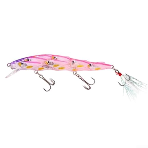 Crankbait Angelköder Minnow sinkender Schwimmer mit Edelstahl-Rauschperlen, Widerhaken und Zungenbrett Splash für verbesserte Fischanziehung (Rosa) von Fauhapyway