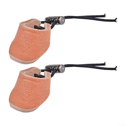 Daumenschutz aus Rindsleder, verdickte Fingerguards mit verstellbarem Umfang, ideal für Bogen (braun), 2 Stück von Fauhapyway