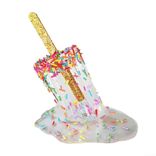 Dekoratives schmelzendes Eis am Stiel Ornament aus Harz mit Glitzerstreuseln, glänzendes Epoxid-Finish, geeignet für Schreibtisch oder Regal Display (B) von Fauhapyway