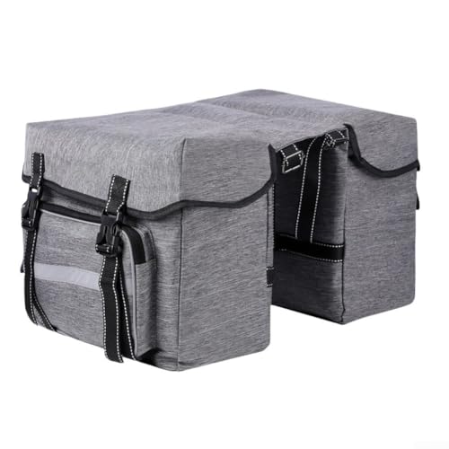 E-Bike-Satteltaschen mit 25 l Fassungsvermögen, mit sicheren Riemen, wasserdicht und 300D-Polyester-Material für Langstreckenradfahren (grau) von Fauhapyway