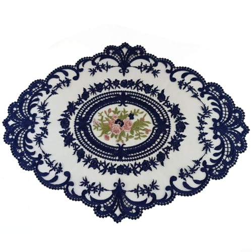 Elegante ovale bestickte Untersetzer, Set mit 2 Vintage-Spitzen-Tischmatten für jeden Anlass (C) von Fauhapyway