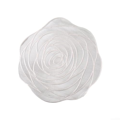 Elegantes PVC-Untersetzer-Set mit Rosen-Design, perfekt für Esstische und Cafés (Silber) von Fauhapyway