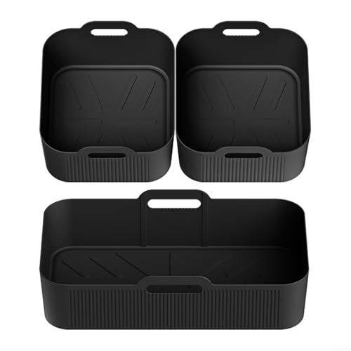Erweiterte tiefe Öltrenn-Silikonmatte, Luftfritteusen-Zubehör, für AF500 Luftfritteuse, 5 l, 10 l, antihaftbeschichtet, hitzebeständig, Küchenwerkzeug (1 schwarz) von Fauhapyway