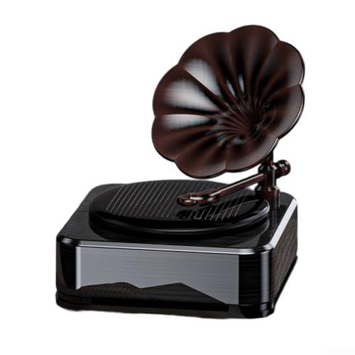 Fahrzeugduft-Diffusor mit rotierendem und solarbetriebenem Design, modelliert nach Phonograph-Ornament für verbesserte Luft (braun tief) von Fauhapyway