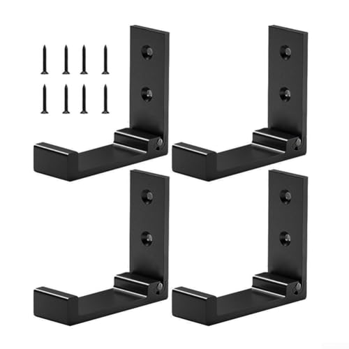 Faltbare Aluminium-Wandhaken, unsichtbar, platzsparend, mit robuster Struktur zur Unterstützung von Kleidung, Küchenartikeln und einfacher Wandmontage (schwarz), 4 Stück von Fauhapyway