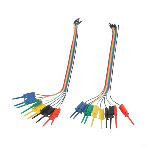 Fauhapyway 10-poliger Haken Testkabel Leitungs-Kit mit federbelasteten Clips Logikanalysator-Kabel für Elektronik-Testkomponenten 30 cm Länge von Fauhapyway