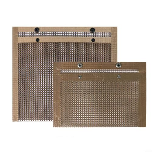 Fauhapyway 2 Grillbeutel Netzbeutel Set von wiederverwendbarem antihaftbeschichtetem BBQ zum Kochen von Gemüse Fleisch Fiberglas Hitzebeständiges Grillzubehör Schwarz Gelb (Gelb) von Fauhapyway