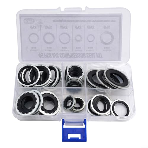 Fauhapyway 45 Stück Automotive AC Kompressor Dichtung Reparatursatz Auto Klimaanlage Dichtung Unterlegscheibe Set mit Aufbewahrungskoffer für Fahrzeugwartung Fauhapyway 45 Stück Automotive AC Kompressor Dichtung Reparatursatz Auto Klimaanlage Dichtung Unterlegscheibe Set mit Aufbewahrungskoffer für Fahrzeugwartung von Fauhapyway