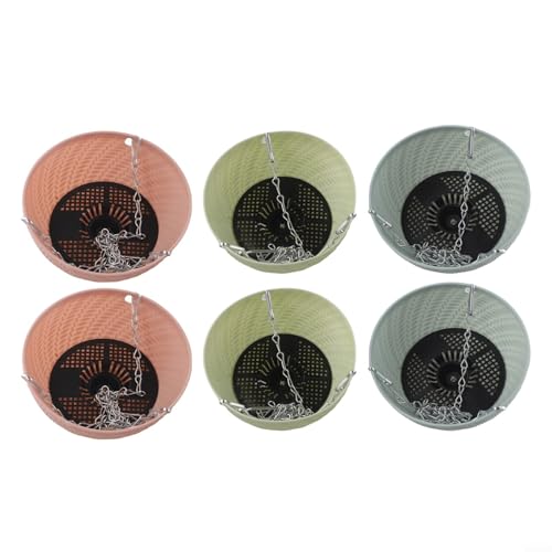 Fauhapyway 6 Stück Kunststoff-Hängetöpfe Set Indoor Outdoor Pflanzkorb mit Wasserablaufloch Home Garden Decor Container von Fauhapyway