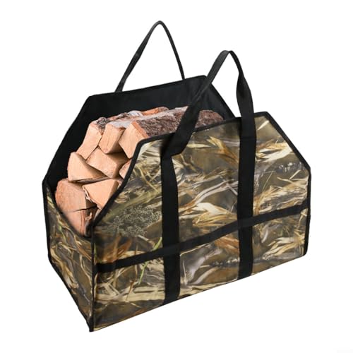 Fauhapyway 600D Oxford Holz Aufbewahrungstasche Heavy Duty Brennholz Holzträger Tragetasche Gepolsterte Griffe Vollständig geschlossener Kamin Holzofen Camping (Camouflage Nr. 2) von Fauhapyway