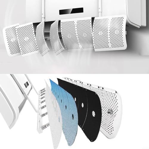 Fauhapyway 8 Blatt verstellbare Windabweiser Klimaanlage Schallwand Schild Wandmontage AC Steckdose Abdeckung mit Filter Baumwolle weiß (Kohlefilter) von Fauhapyway
