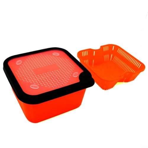 Fauhapyway Angelausrüstungsbox, Karpfenköder-Sieb-Set mit perforiertem Deckel, Aufbewahrungsbehälter für Pellets Redworm Live Drainage System (5.5-OS) von Fauhapyway