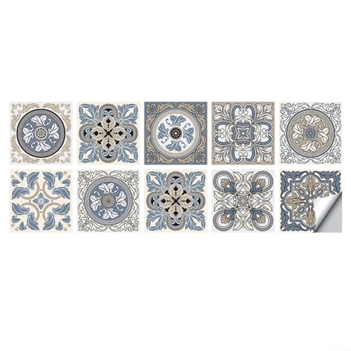 Fauhapyway Dekorative Aufkleber, 15 cm, selbstklebende Fliese, 10 Stück, wasserdichte PVC-Wandaufkleber, Backsplash im europäischen Stil, helles Abziehen von Fauhapyway