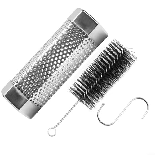 Fauhapyway Edelstahl-Grillrohr, 15,2 cm Box mit Reinigungswerkzeugen für Outdoor-Grill bis zu 5 Stunden (15,2 cm + Bürste + Haken) von Fauhapyway
