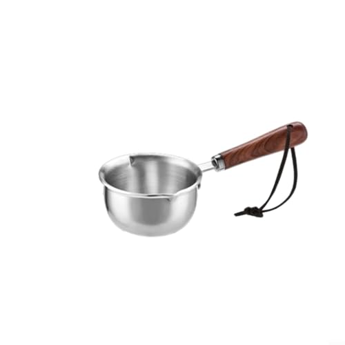 Fauhapyway Edelstahl-Öltopf Küche Saucenbehälter mit Holzgriff Anti-Rutsch-Design Mini-Suppe Milchtopf zum Kochen 100 ml 200 ml (S) von Fauhapyway