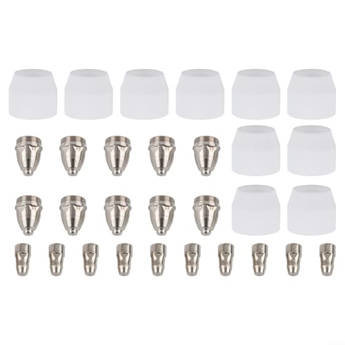 Fauhapyway Für Amico Power Plasmaschneider Elektrodenspitze Cup Verbrauchsmaterialien Kit Taschenlampe Kupfer Düse Blende Kompatibel mit APC-70HF 70Amp P-80 (30pcs 1.1mm Kit) von Fauhapyway