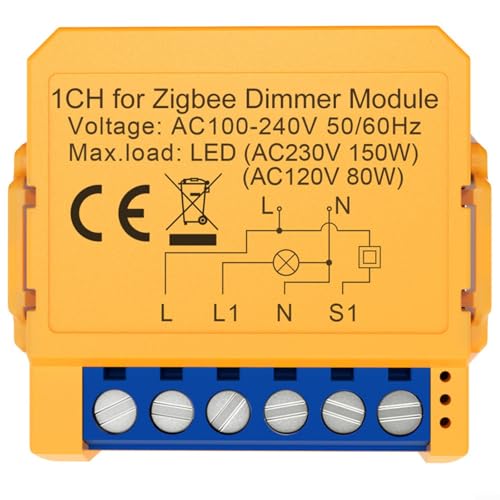 Fauhapyway Für ZigBee Wireless Smart Lichtschalter-Modul, WiFi-Dimm-Steuerung, Heimautomatisierung, 2-Gang-Lichtschalter-Modul-Fernbedienung (1-Gang) von Fauhapyway