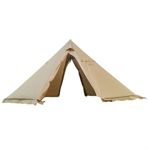 Fauhapyway Glamping Zelt Tingxue Pyramide Campingkocher Fenster Tipi Familie 4 Jahreszeiten Wasserdicht Tragbar Wandern Jagd Vogelbeobachtung (Braun) von Fauhapyway