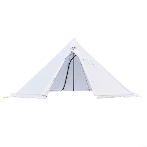 Fauhapyway Glamping Zelt Tingxue Pyramide Campingkocher Fenster Tipi Familie 4 Jahreszeiten Wasserdicht Tragbar Wandern Jagd Vogelbeobachtung (Grauweiß) von Fauhapyway