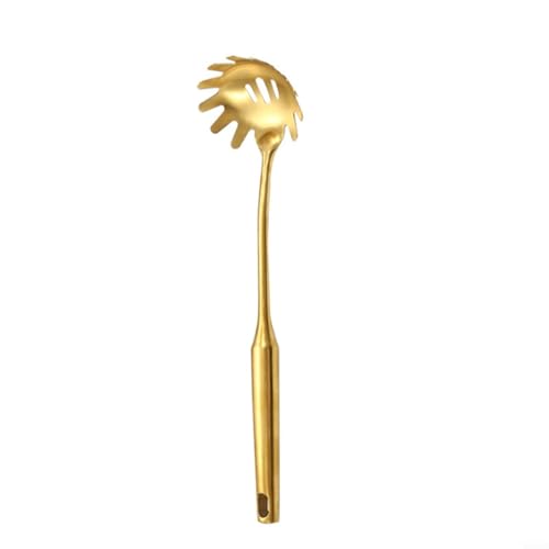 Fauhapyway Goldene Kochutensilien Edelstahl Küchenhelfer Hängeschlaufe Design Servierspatel Löffel Küchenhelfer (#5) von Fauhapyway