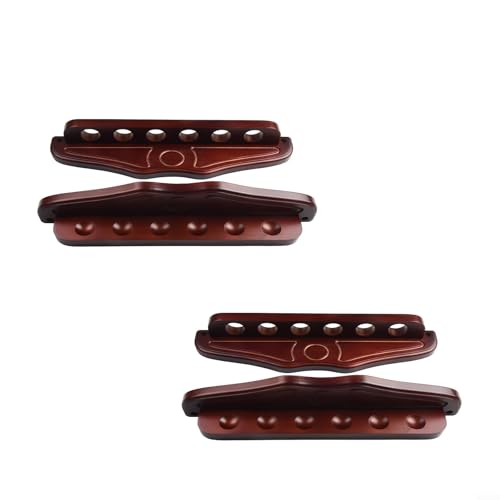 Fauhapyway Halter Holz Billard Queue Rack Wandhalterung Pool 6 Schlitze Aufbewahrung Ständer für Snooker Indoor Game Room Zubehör (Weinrot 2 Set) von Fauhapyway