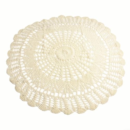 Fauhapyway Handgefertigte runde Tischdecke aus Baumwolle, gehäkelt, Spitze, Tischset, Esstischabdeckung, dekorative Matte für Zuhause, Wohnzimmer, Küche, Beige 65–70 cm Fauhapyway Handgefertigte runde Tischdecke aus Baumwolle, gehäkelt, Spitze, Tischset, Esstischabdeckung, dekorative Matte für Zuhause, Wohnzimmer, Küche, Beige 65–70 cm von Fauhapyway