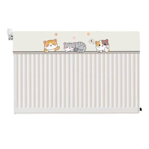 Fauhapyway Heizkörper-Abdeckung, Staubschutz, dekoratives Schutzschild mit Katzenmuster, Wärmeableitung, atmungsaktives Gewebe für Wandheizung (80 cm) von Fauhapyway