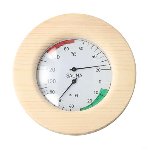 Fauhapyway Holz Sauna Thermometer Hygrometer Zwei-in-Eins Temperatur Luftfeuchtigkeitsmesser für Dampfbad Bad Werkstatt Überwachung Genaue Messwerte Einfache Installation von Fauhapyway