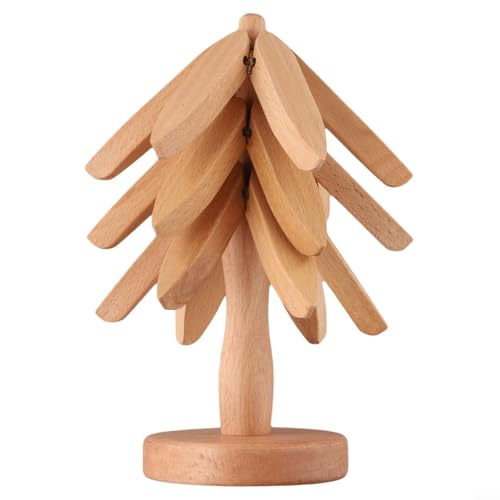 Fauhapyway Holzuntersetzer Baum Untersetzer Hot Pot Mat Untersetzer Hitzebeständig Arbeitsplatte Schutz Tisch Erweiterbar Faltbar (A) von Fauhapyway