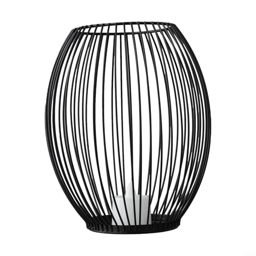 Fauhapyway Kerzenhalter, moderner Metalldraht, Laterne, Kerzenhalter, schwarz, hohles Design, dekorativer Ständer für Zuhause, Tischdekoration (M) von Fauhapyway