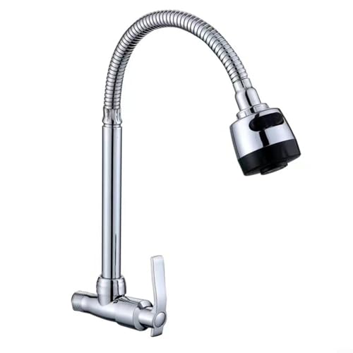 Fauhapyway Küchenarmatur, Einhebel-Wandmontage, Küchenarmatur, flexibler Auslauf, nur Kaltwasser, Wasserhahn für Badezimmer, Wischmopp, Waschbecken von Fauhapyway