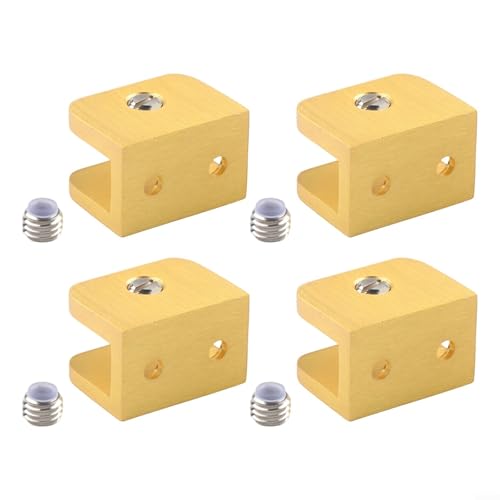 Fauhapyway Kupfer Gold Verstellbare Glasregal Klemmhalter für dicke Platten, ohne Bohren Halterungen mit Schrauben Gummi-Pads Badezimmerschränke Möbel (L) von Fauhapyway