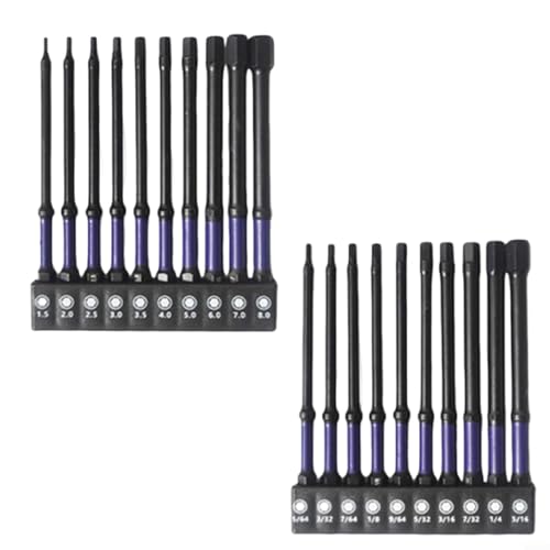 Fauhapyway Magnetisches Sechskant-Schraubendreher-Bit-Set, lange Reichweite, 100 mm, Schaft, metrisches SAE-Handwerkzeug (B), 10-teilig von Fauhapyway