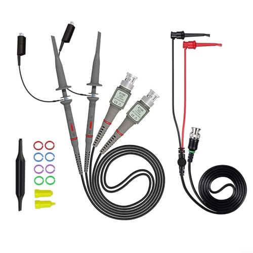 Fauhapyway Oszilloskop-Sonde P6100 Professionelles Kit 100 MHz Bandbreite BNC-Stecker mit Testhaken Kabel für elektronische Prüfgeräte Fauhapyway Oszilloskop-Sonde P6100 Professionelles Kit 100 MHz Bandbreite BNC-Stecker mit Testhaken Kabel für elektronische Prüfgeräte von Fauhapyway