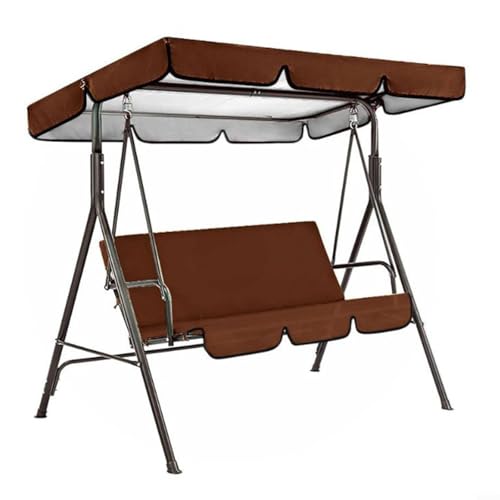 Fauhapyway Outdoor Gartenschaukel Abdeckung Set 3-Sitzer Wasserdicht Baldachin Ersatz mit Stuhlhussen 210D Oxford Stoff UV-Schutz (Kaffee) von Fauhapyway